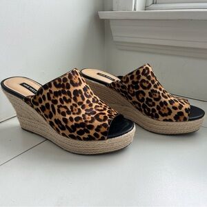 Nine West leopard print mules, 9.5